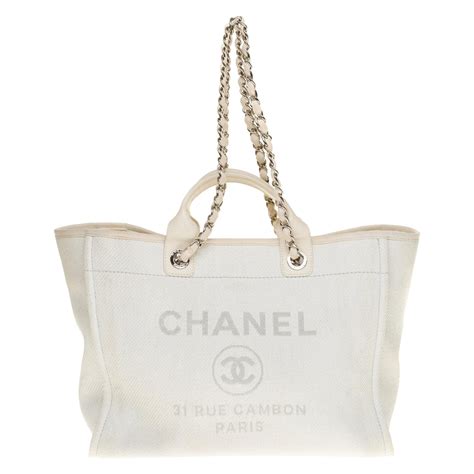 chanel tote bag white|chanel white bag price.